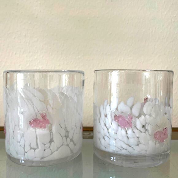 Anthropologie Other - 2 Anthropologie Icon Juice Glasses - Confetti Edition - Pink Bunny Rabbit NEW